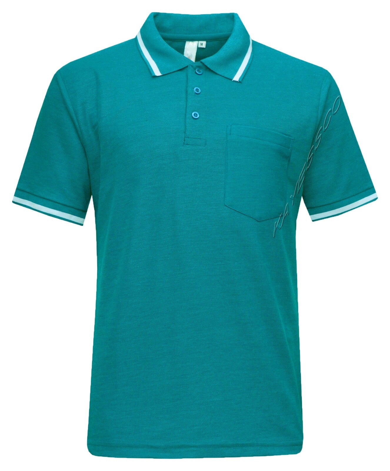 Mens Short Sleeve Polo Shirt Plain Single Tipping Collar with Pocket M - XXL