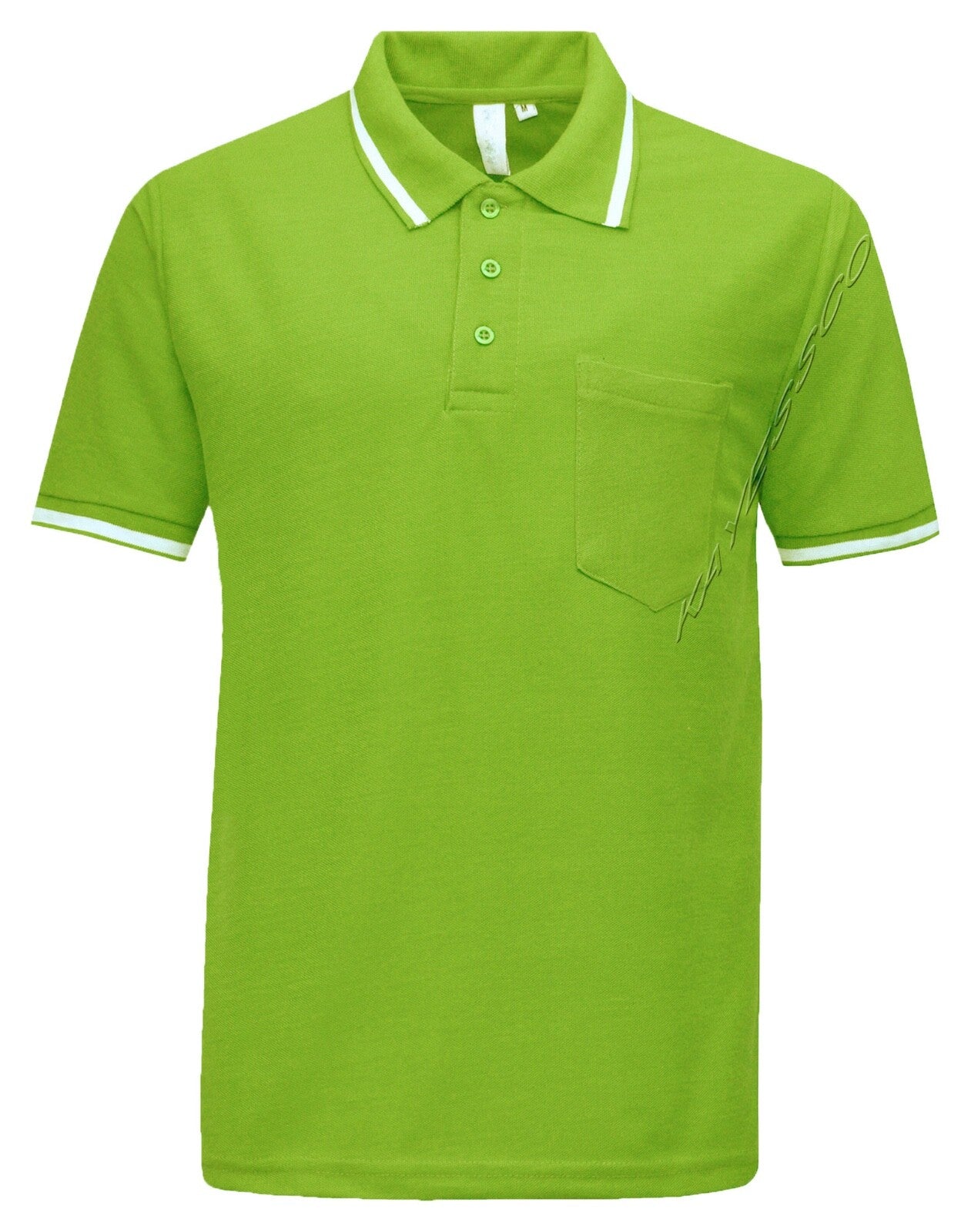 Mens Short Sleeve Polo Shirt Plain Single Tipping Collar with Pocket M - XXL