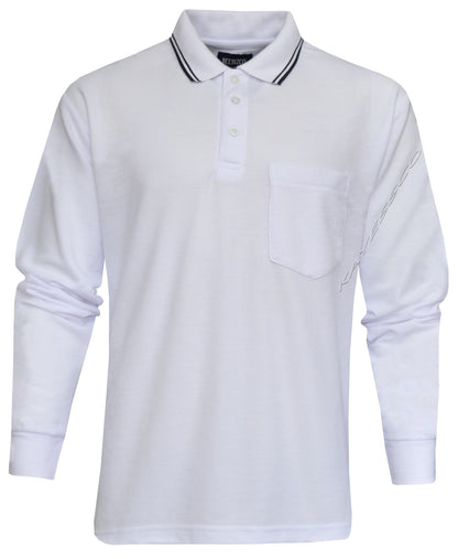 Long Sleeve Polo Pique Shirt Double Tipping Collar with Pocket by Beebizco M-3XL