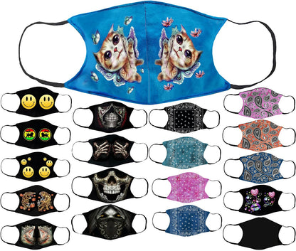 Adults Face Masks Cotton Glow in the Dark with Filter Pocket Reusable & Washable