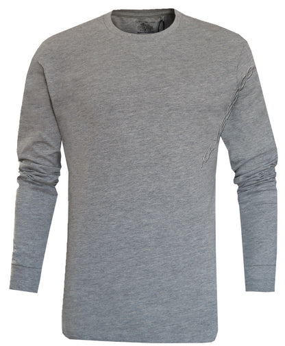 Long Sleeve T-shirt Plain Ribbed Cuffs Classic Crew Neck Casual Tee Tops M- 3XL