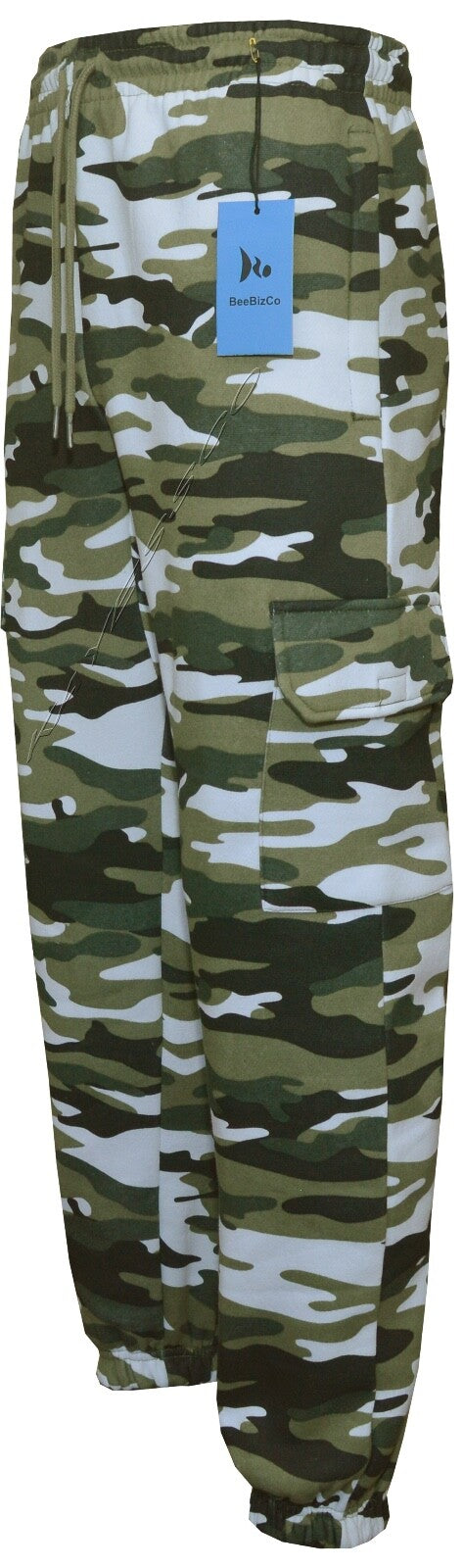 Mens Elasticated Cargo Combat Joggers Camouflage Bottoms with Zip Pockets M-3XL 