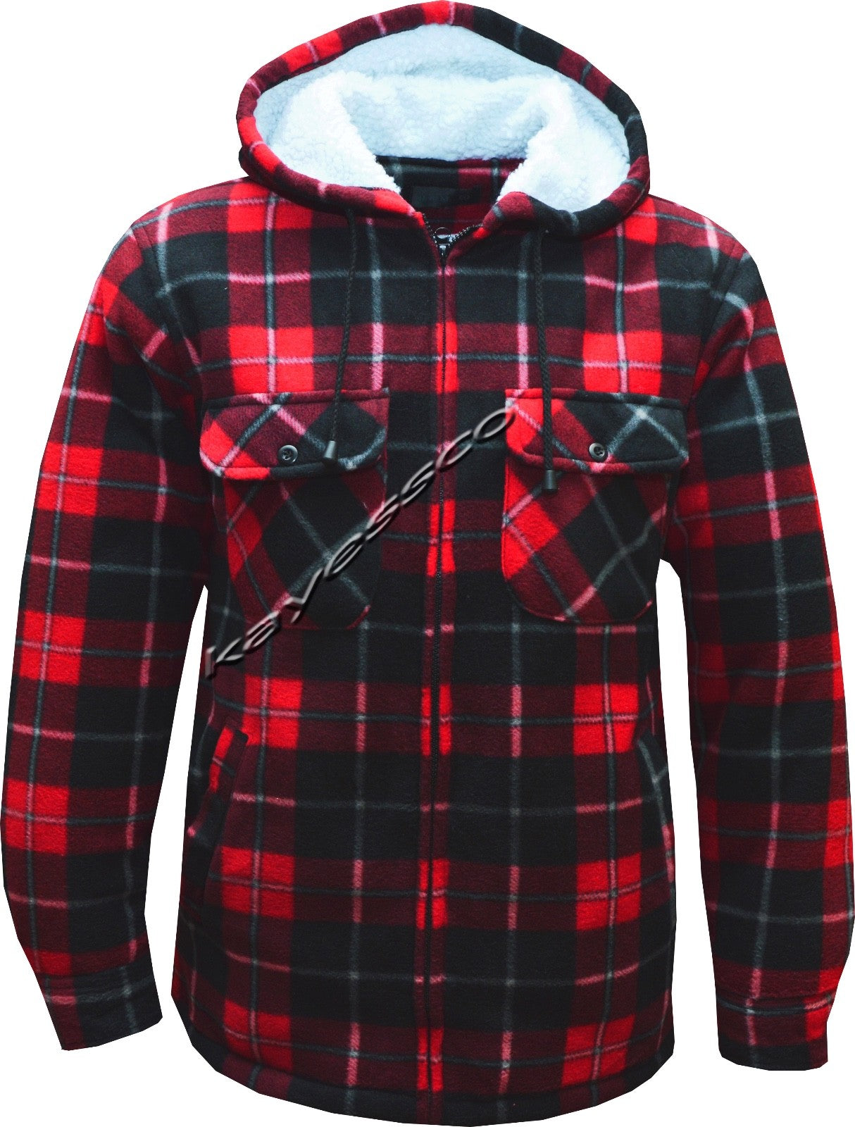 Hooded Fleece Padded Lumberjack Shirt Jacket Fur Lined Sherpa Winter Warm M-5XL