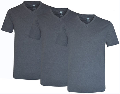3 Pack V-Neck T-shirts Short Sleeve Plain Tops Classic Essential Tees Multipack