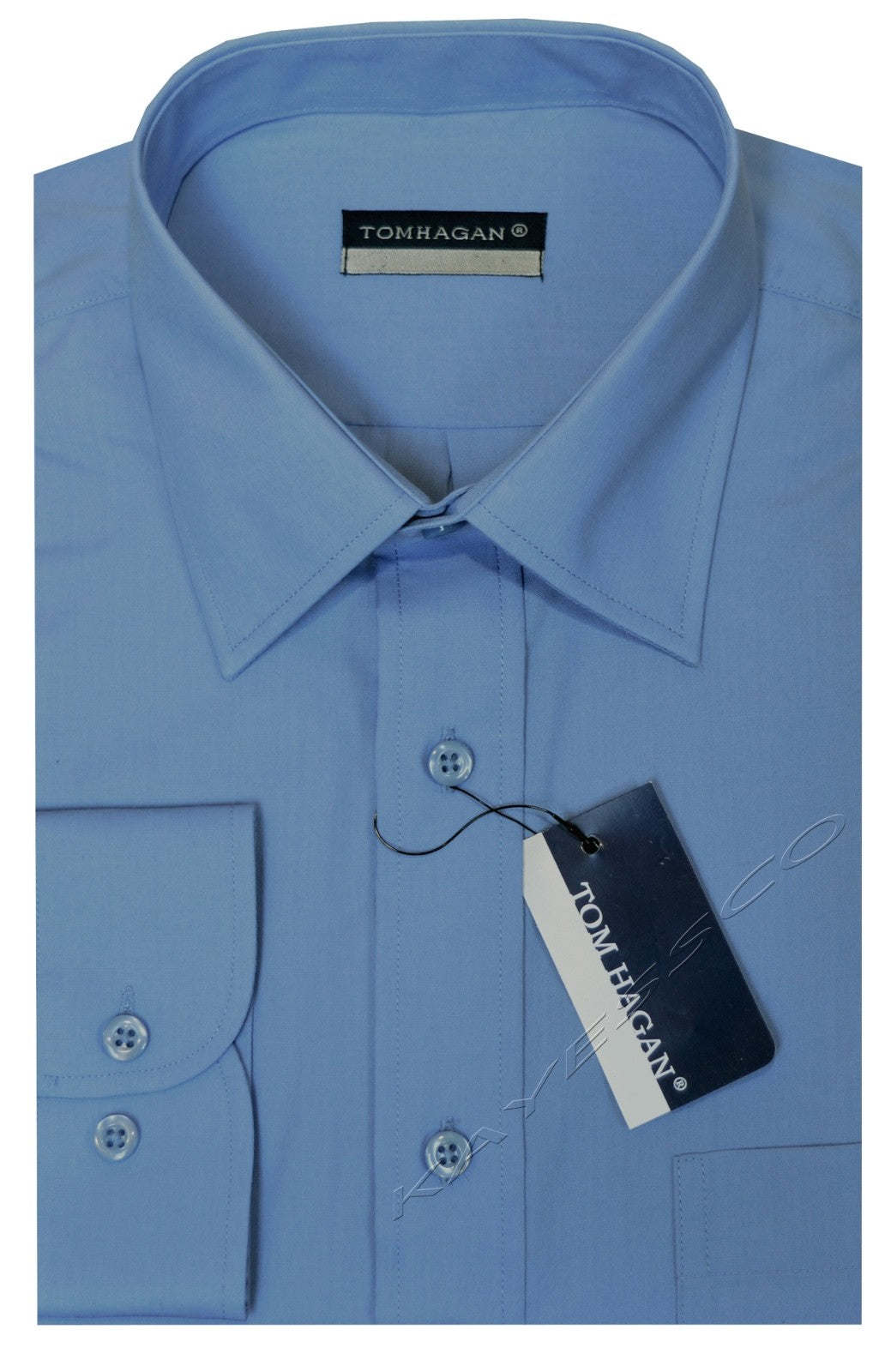 New Mens Long Sleeve Poly Cotton Plain Shirt 15" - 18" By Tom Hagan
