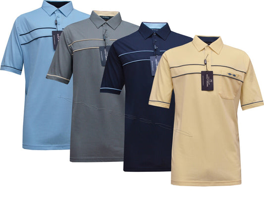 Short Sleeve Golf  Polo Shirt Poly Cotton Top Casual with Pocket by Tom Hagan