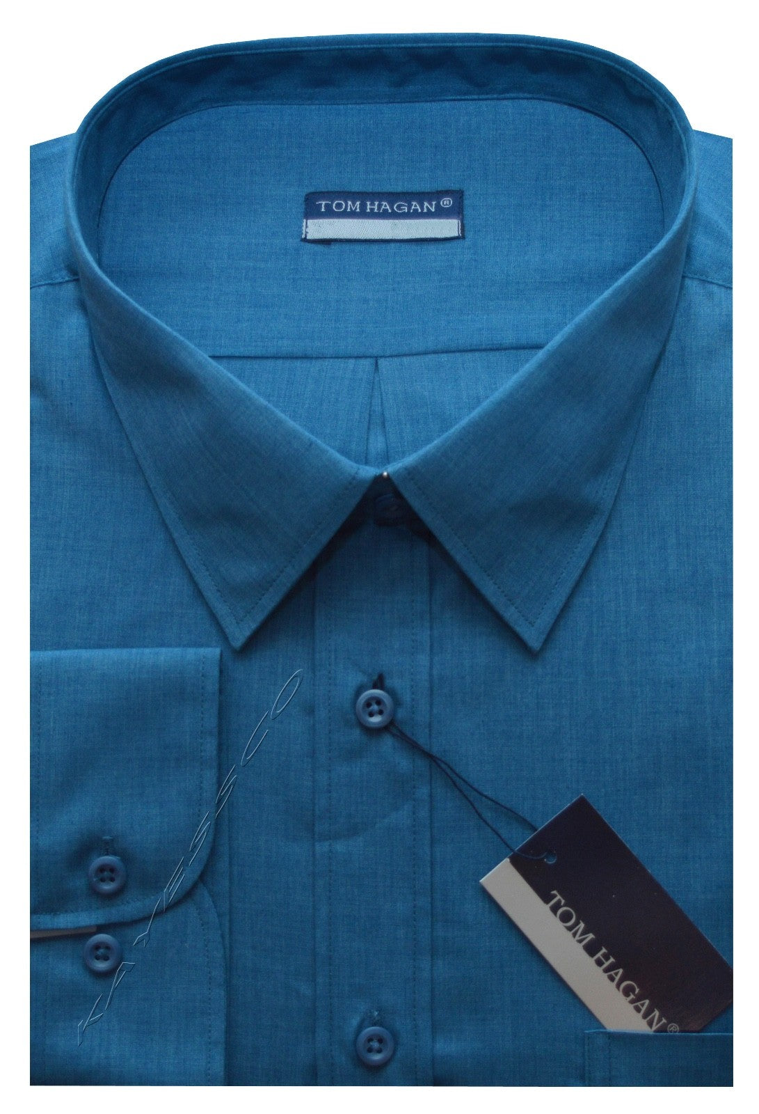 New Mens Long Sleeve Poly Cotton Plain Shirt 15" - 18" By Tom Hagan
