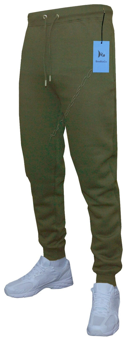Mens Slim Fit Jogging Bottoms Plain Track Sweat Pants Skinny Zip Pockets S - 2XL
