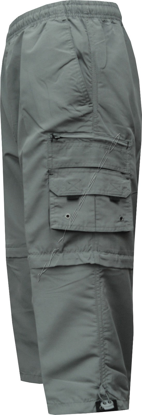 New Mens Elasticated Waist 2 In1 Zip Off Cargo Combat 3/4 Long Shorts Pant M-XXL