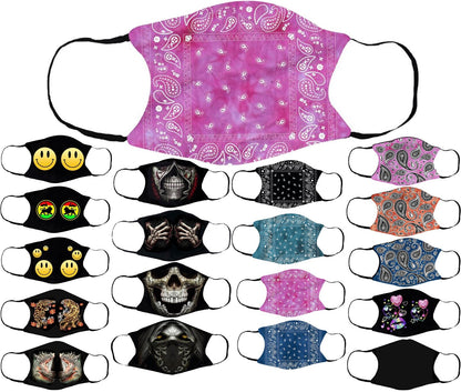Adults Face Masks Cotton Glow in the Dark with Filter Pocket Reusable & Washable