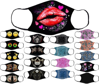 Adults Face Masks Cotton Glow in the Dark with Filter Pocket Reusable & Washable