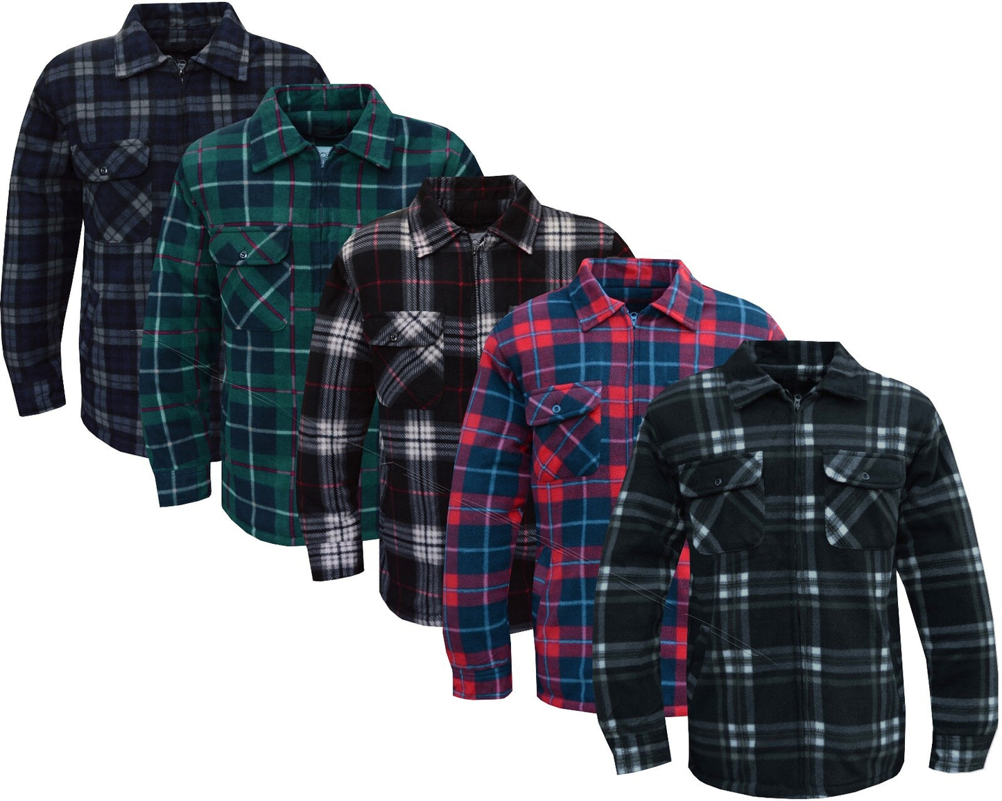 Mens Fleece Padded Lumberjack Shirt Jacket Fur Lined Sherpa Winter Warmer M-5XL