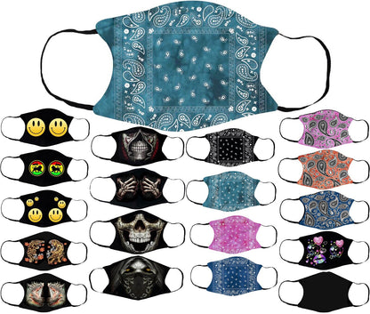 Adults Face Masks Cotton Glow in the Dark with Filter Pocket Reusable & Washable