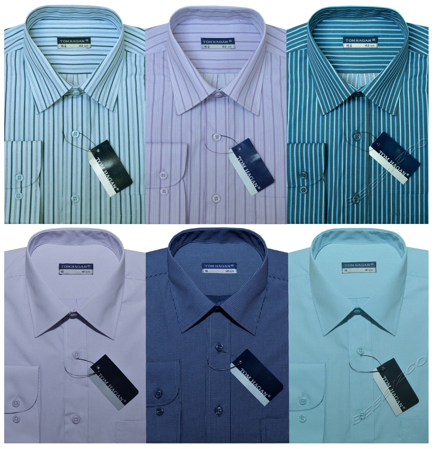 Small Check/Stripe Shirts Long Sleeve Casual Button Up with Pocket by Tom Hagan