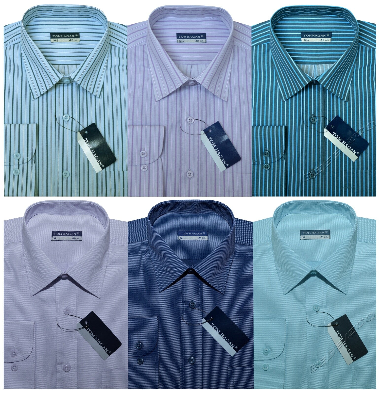 Small Check/Stripe Shirts Long Sleeve Casual Button Up with Pocket by Tom Hagan