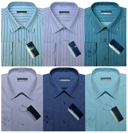 Small Check/Stripe Shirts Long Sleeve Casual Button Up with Pocket by Tom Hagan