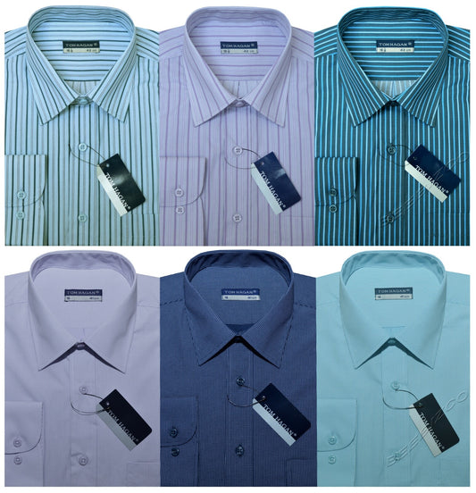Small Check/Stripe Shirts Long Sleeve Casual Button Up with Pocket by Tom Hagan