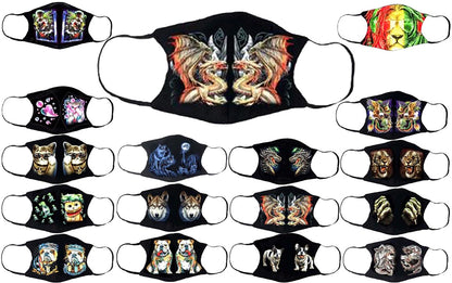 Adults Face Masks Cotton Glow in the Dark with Filter Pocket Reusable & Washable