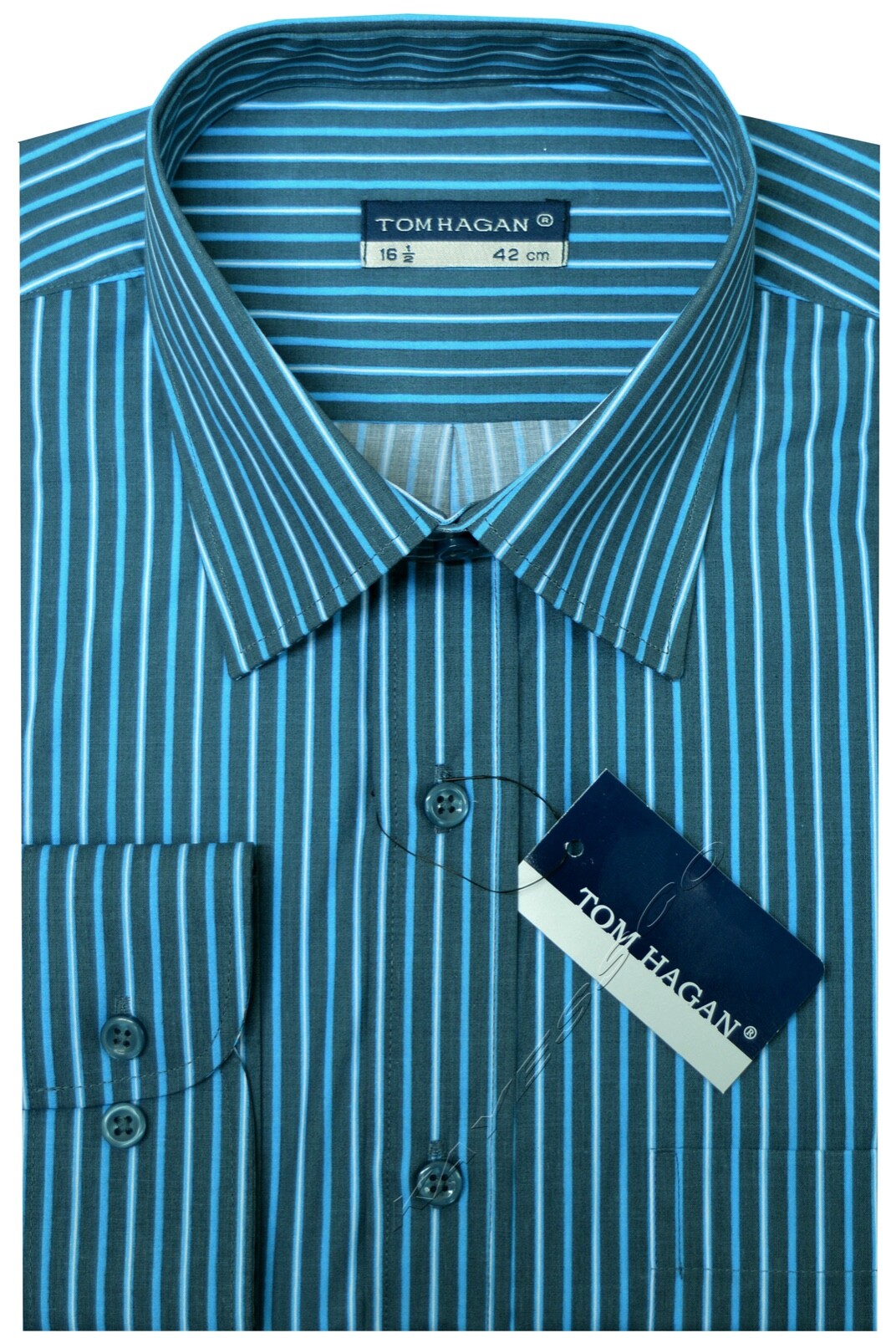 Small Check/Stripe Shirts Long Sleeve Casual Button Up with Pocket by Tom Hagan