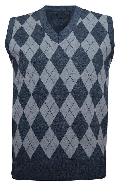 Mens Sleeveless Argyle V Neck Jumper Sweater Tank Top Pullover Golf Casual M-2XL