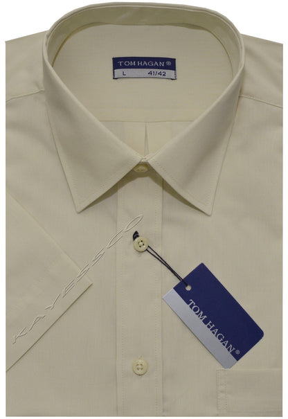 New Mens Short Sleeve Poly Cotton Plain Shirt M - XXL By Tom Hagan