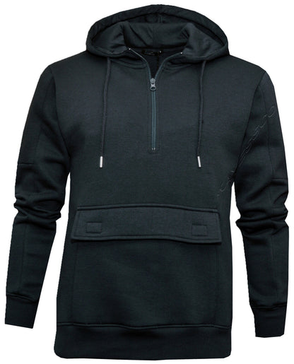 Mens 1/4 Zip Hoodie Fleece Pullover Jumper Top with Pouch Pocket By Beebizco