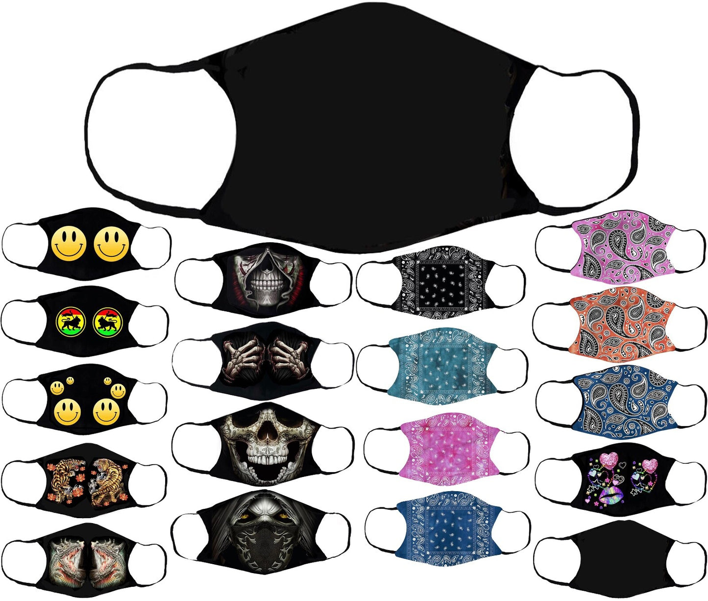 Adults Face Masks Cotton Glow in the Dark with Filter Pocket Reusable & Washable