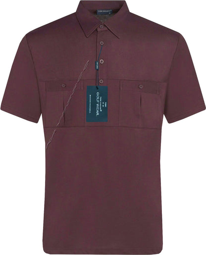 Mens Short Sleeve Double Pockets Golf Polo Shirt T-Shirt Top Casual By Tom Hagan