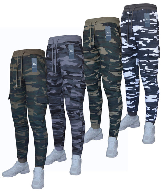 Camouflage Cargo Joggers Slim Fit Bottoms Fleece Casual Sweatpants by Beebizco