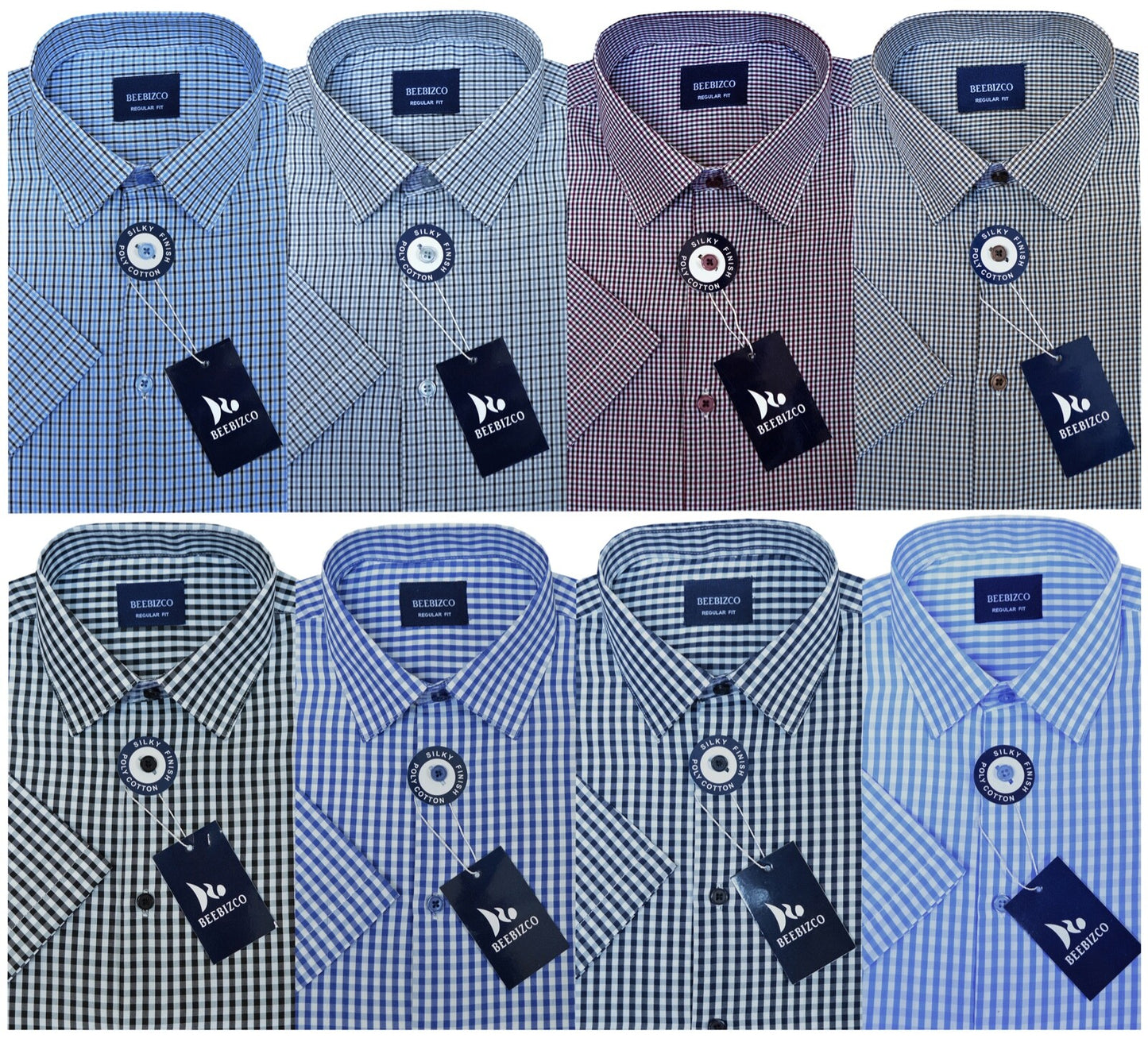 Checked Shirt King Size Short Sleeve Yarn Dyed w/Pocket 3XL-6XL by Beebizco