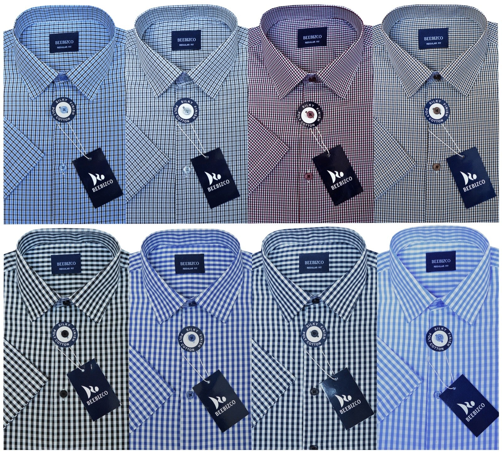 Checked Shirt King Size Short Sleeve Yarn Dyed w/Pocket 3XL-6XL by Beebizco