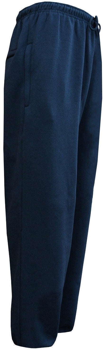 Mens/ Ladies Jogging Bottom Fleece Joggers Plain Open Hem With Zip Pockets - 4XL