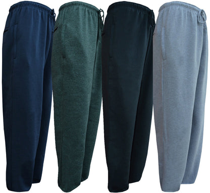 Mens/ Ladies Jogging Bottom Fleece Joggers Plain Open Hem With Zip Pockets - 4XL