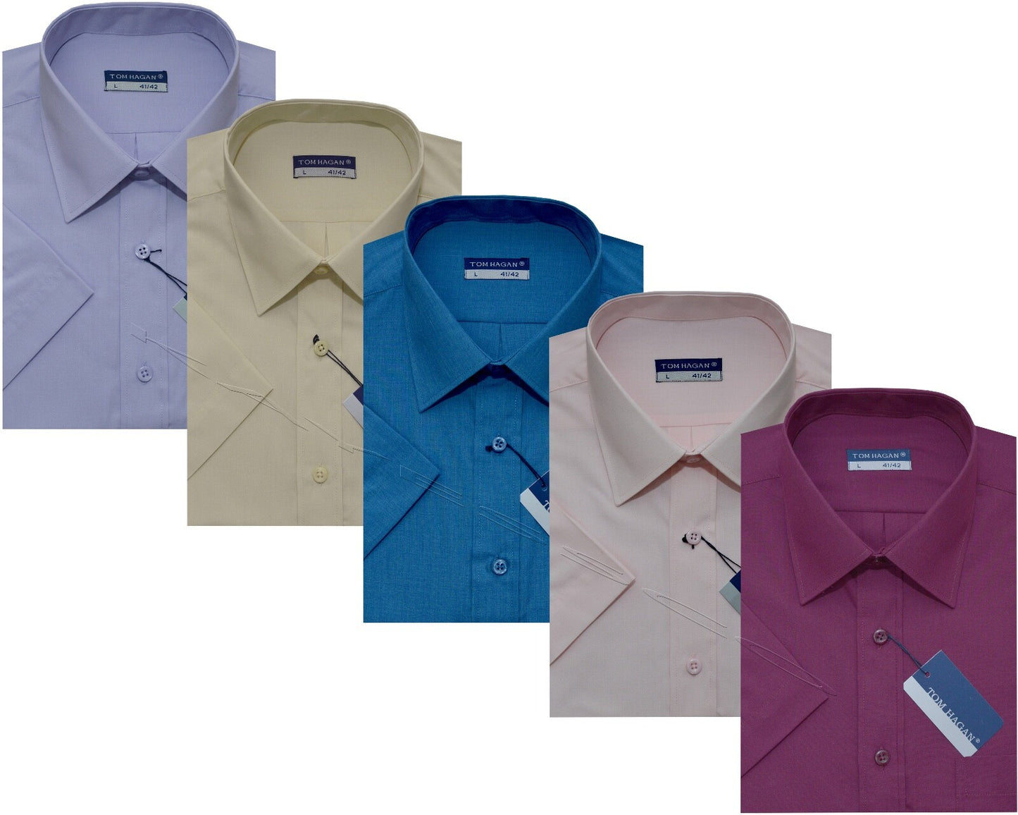New Mens Short Sleeve Poly Cotton Plain Shirt M - XXL By Tom Hagan