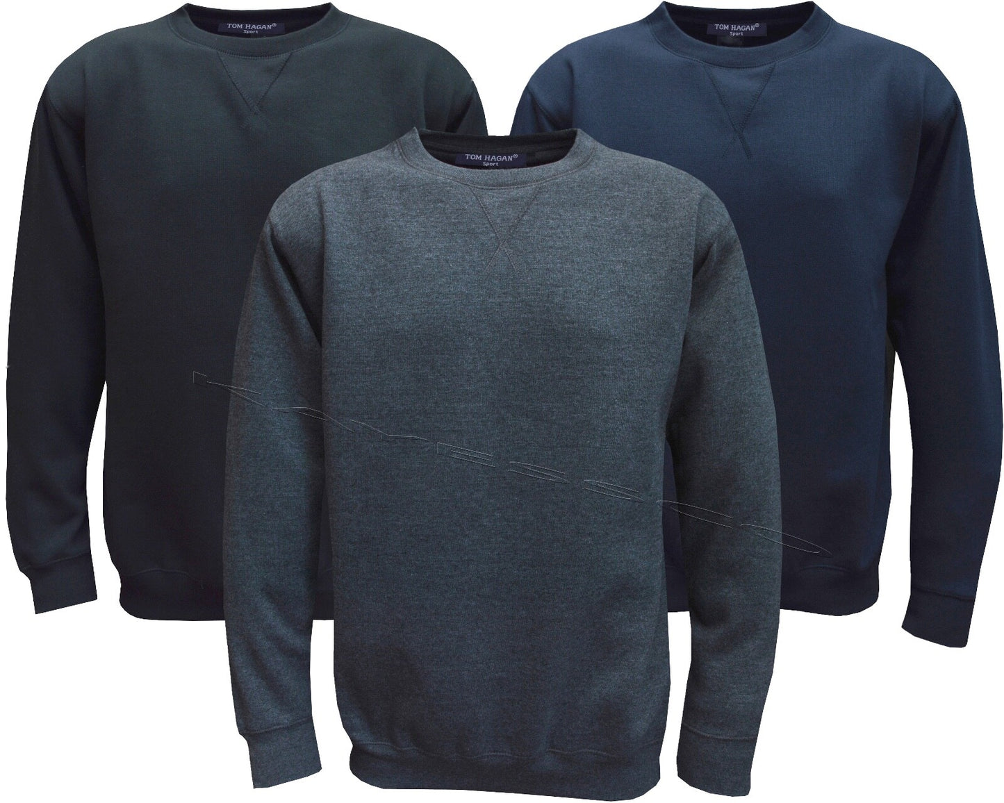  Mens Plain Casual Work Sweatshirt Gym Sports Sweater Top 3XL-5XL By Tom Hagan