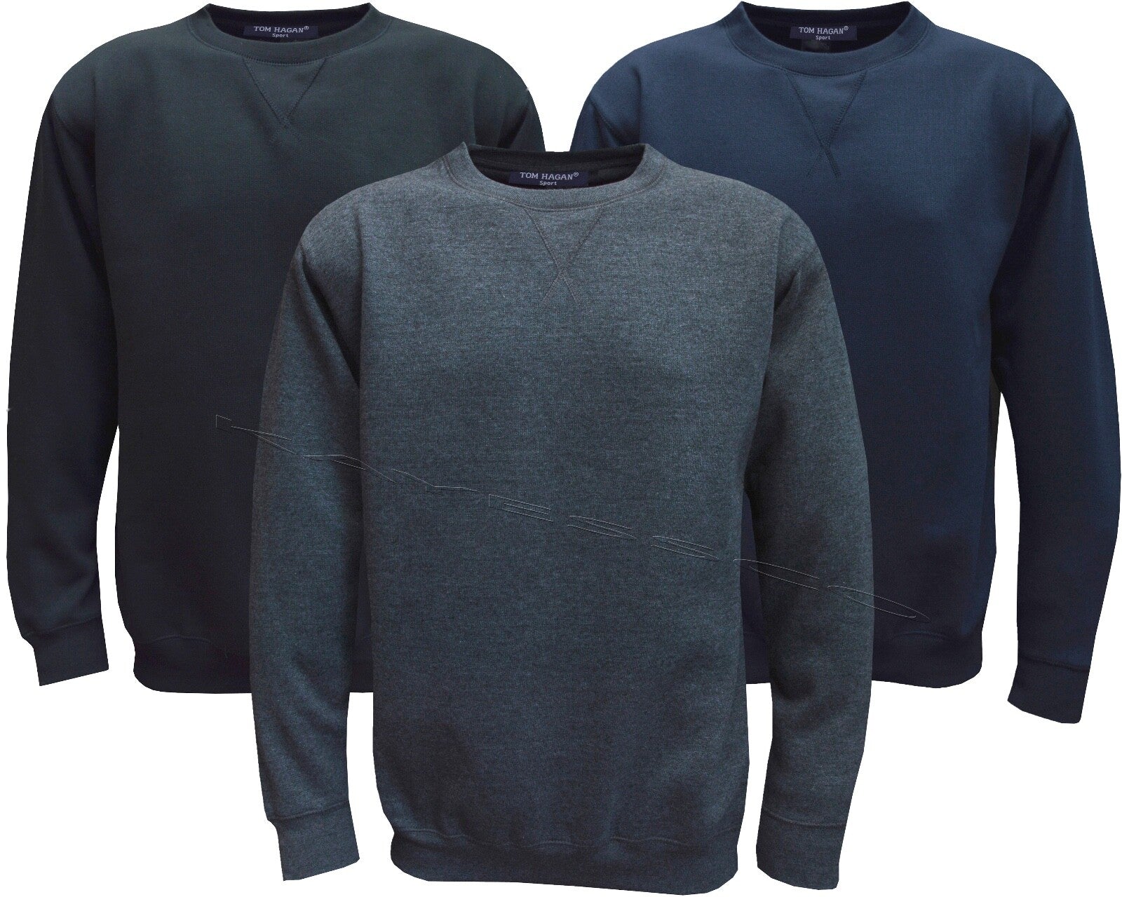  Mens Plain Casual Work Sweatshirt Gym Sports Sweater Top 3XL-5XL By Tom Hagan