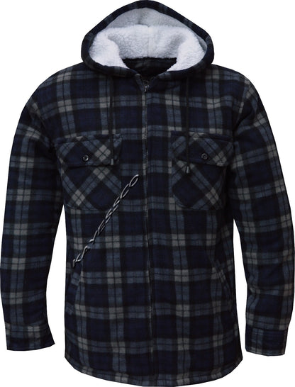 Hooded Fleece Padded Lumberjack Shirt Jacket Fur Lined Sherpa Winter Warm M-5XL