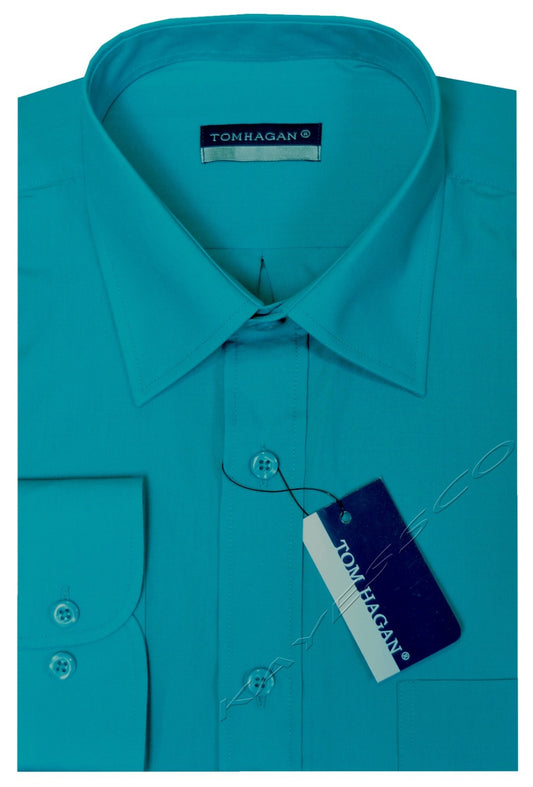 Plain King Size Long Sleeve Shirt Formal Casual Button Up w/ Pocket by Tom Hagan