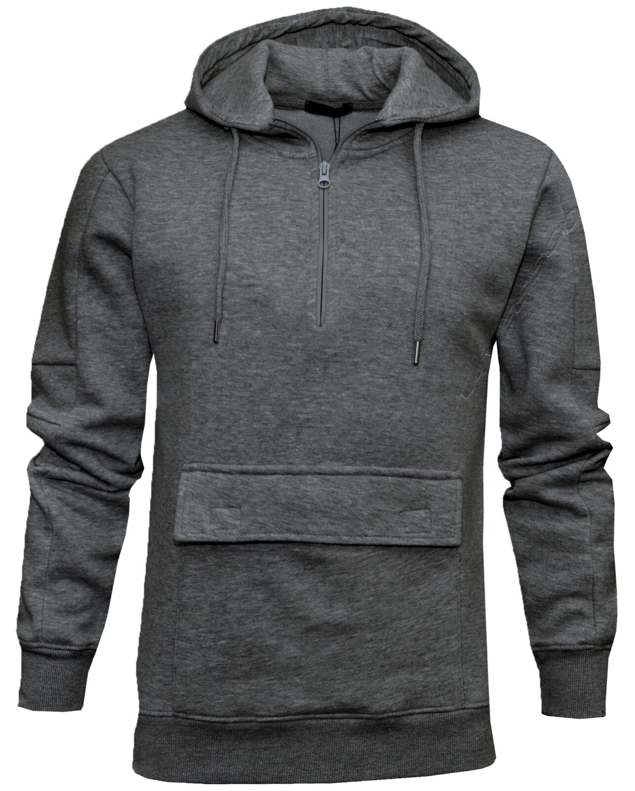 Mens 1/4 Zip Hoodie Fleece Pullover Jumper Top with Pouch Pocket By Beebizco