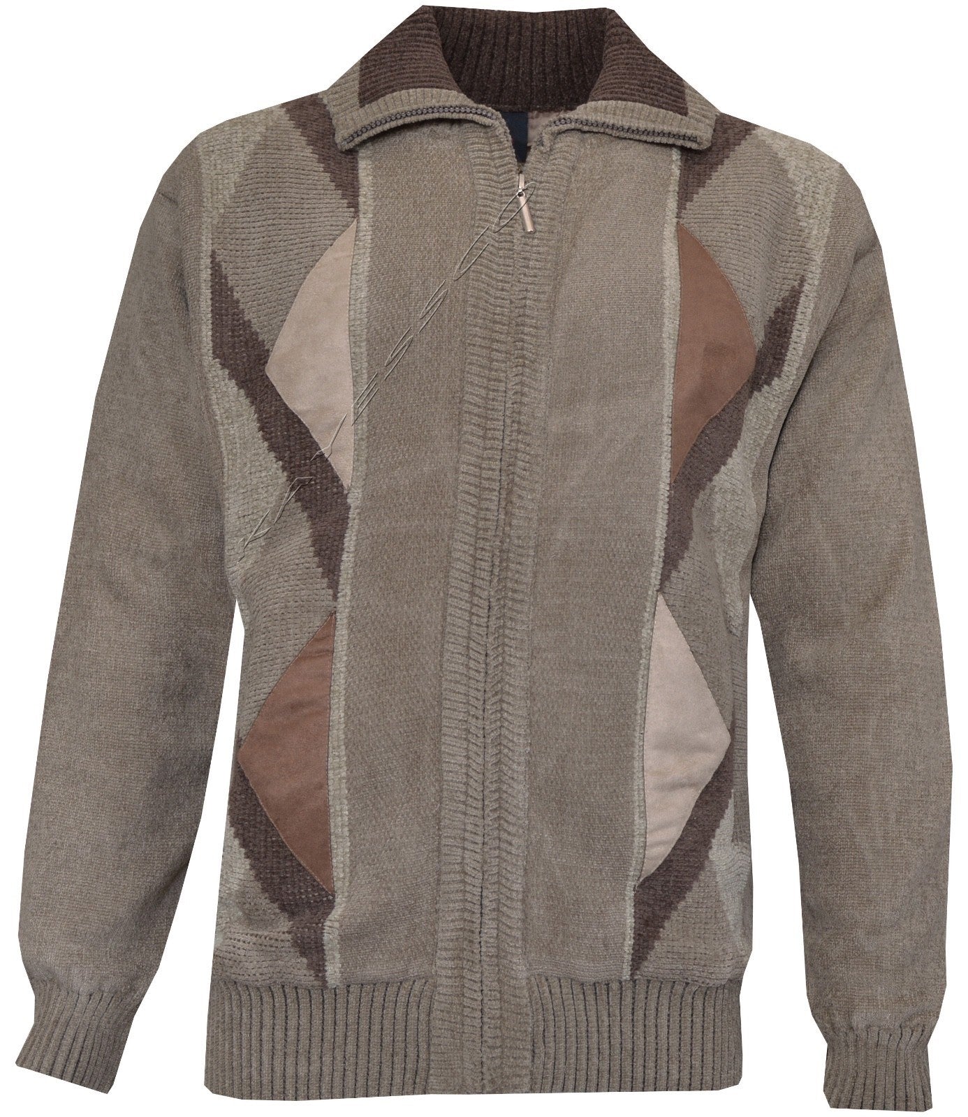 Mens Knitted Full Zip Lined Chenille Classic Cardigan Jumper Sweater M-XXL 