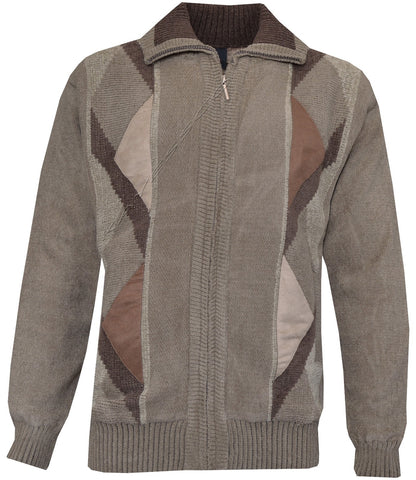 Mens Knitted Full Zip Lined Chenille Classic Cardigan Jumper Sweater M-XXL 
