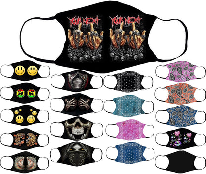 Adults Face Masks Cotton Glow in the Dark with Filter Pocket Reusable & Washable