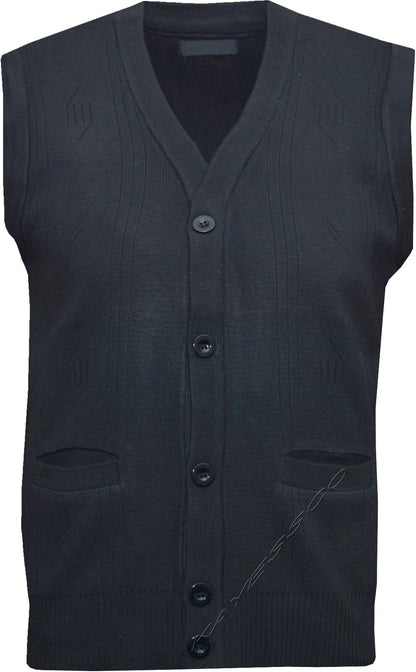 Mens Sleeveless V Neck Jumper Button Up Sweater Tank Top Cardigan Casual M - 2XL