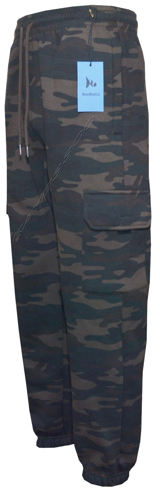 Mens Elasticated Cargo Combat Joggers Camouflage Bottoms with Zip Pockets M-3XL 