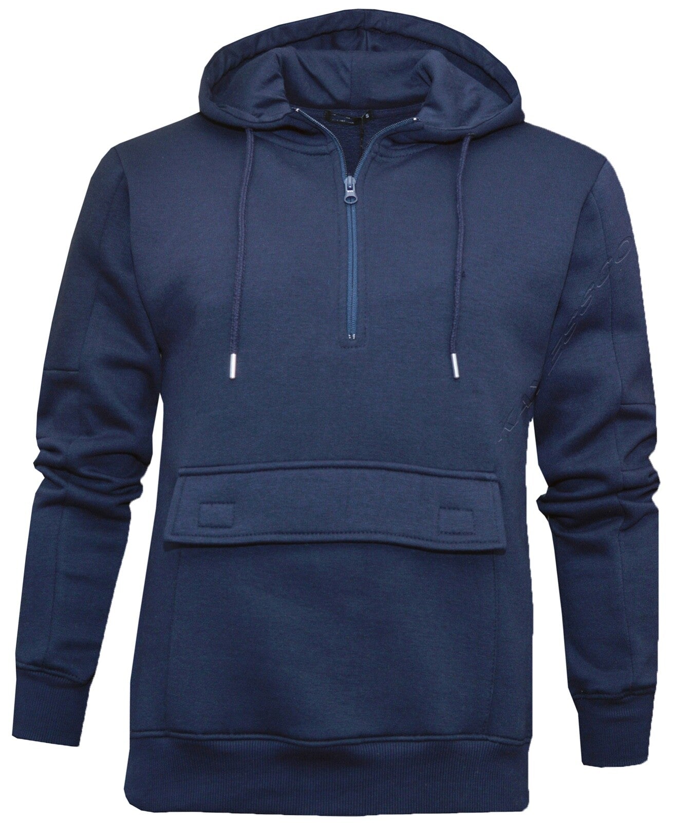 Mens 1/4 Zip Hoodie Fleece Pullover Jumper Top with Pouch Pocket By Beebizco