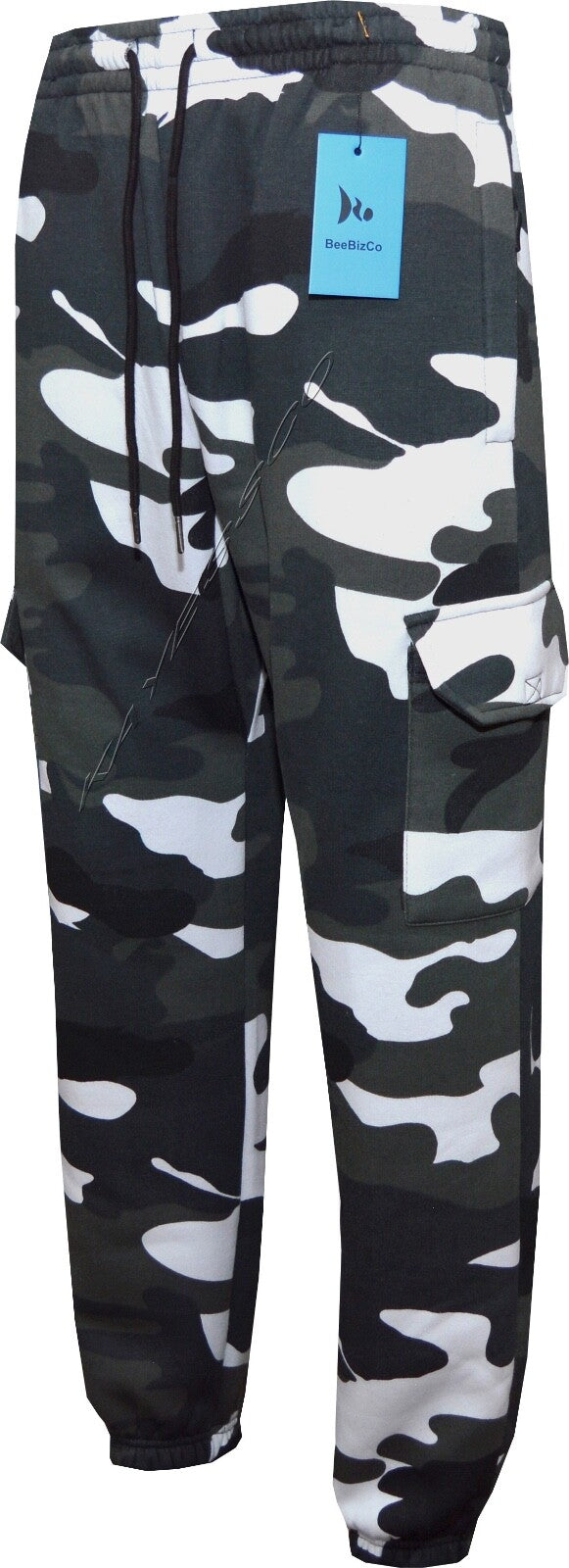 Mens Elasticated Cargo Combat Joggers Camouflage Bottoms with Zip Pockets M-3XL 