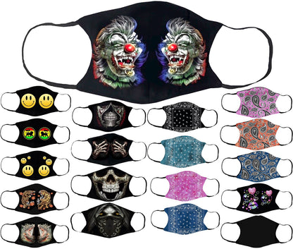 Adults Face Masks Cotton Glow in the Dark with Filter Pocket Reusable & Washable