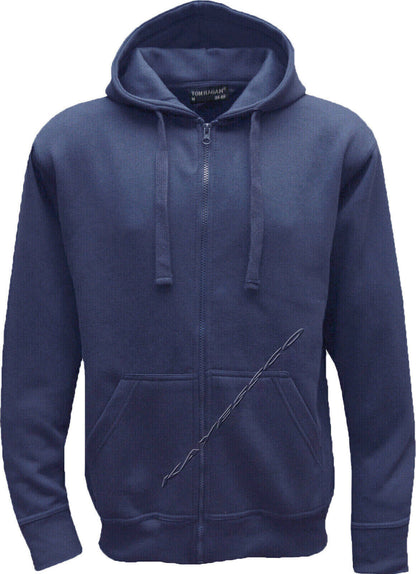 Plain Fleece Hooded Sweatshirt Zip Zipped Hoodie Hoody Jacket S-XXL By Tom Hagan