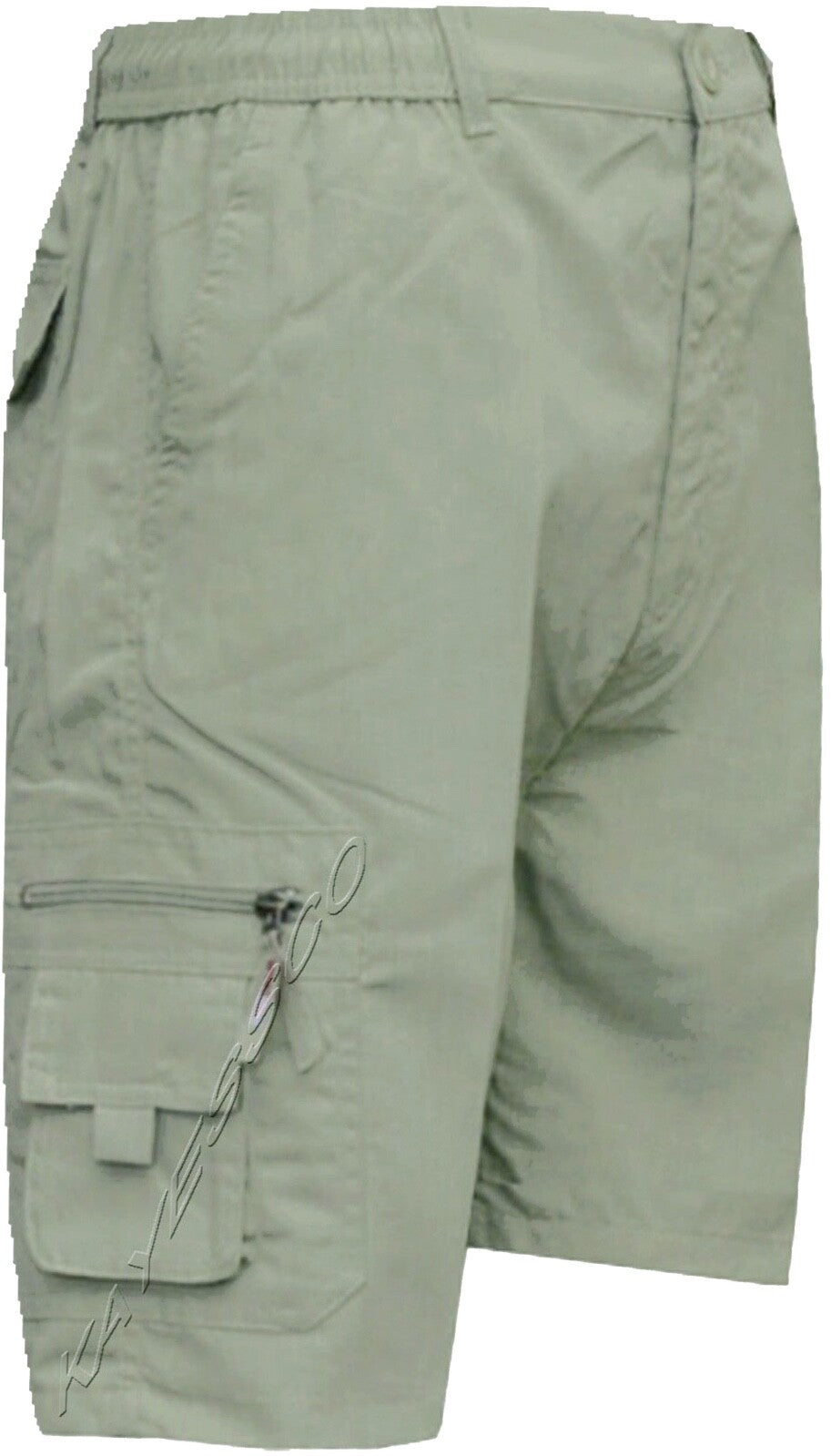 Mens Elasticated Waist Cargo Combat Plain Shorts 6 Pocket Zip Fly M - 4XL