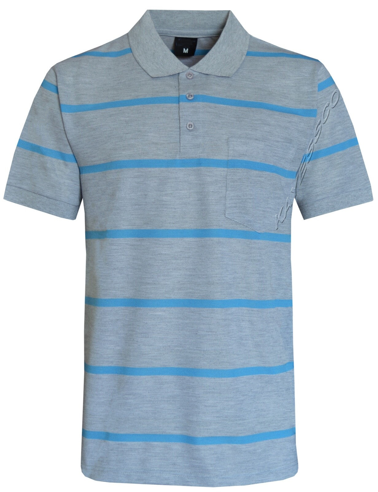Striped Short Sleeve Yarn Dye Pique Polo Shirt Top Summer Casual with Pocket